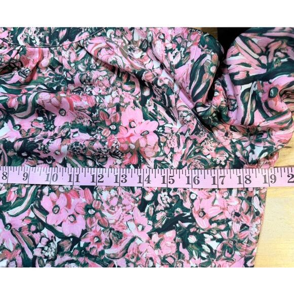 H&M Open Back Retro Floral Print Midi Dress Slit S Pink Green Feminine Coquette - Picture 5 of 11